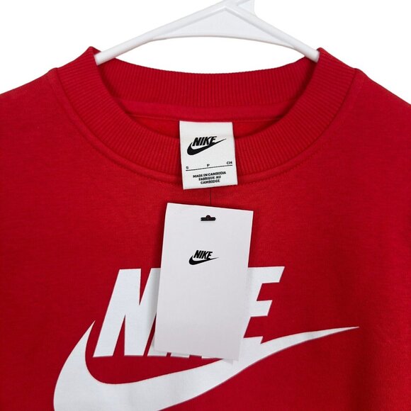 Nike Kids Small Red Sweatshirt Long Sleeve Logo Classic Standard Print -NEW - Picture 5 of 10